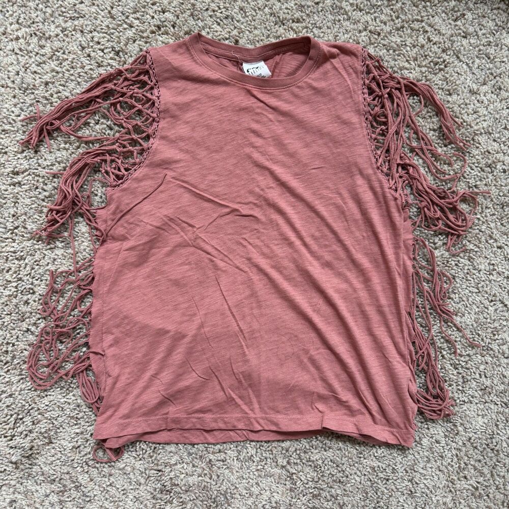 tokyo darling women size XS shirt top t-shirt fringe salmon rose extra small